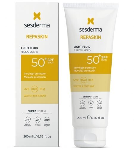 SESDERMA REPASKIN SPF50+ APSAUGINIS FLUIDAS NUO SAULĖS KŪNUI, 200 ML